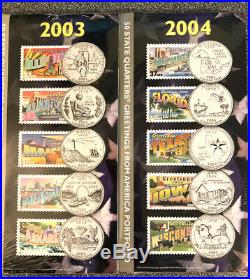 Complete Set - 50 State Quarter & Stamp Greetings America Portfolio'99/'08