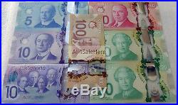 Complete Set Bank Canada $5 $10 $20 $50 $100 Polymer Banknotes Commemorative UNC
