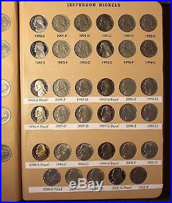 Complete Set Dansco Album Jefferson Nickels 1938-2014 D P S + Bu Proof 219 Coins