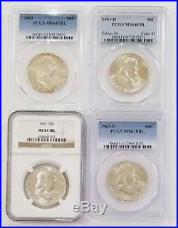 Complete Set Franklin Half Dollars 1948-1963 (35 Coins) PCGS NGC FBL Except 53-S