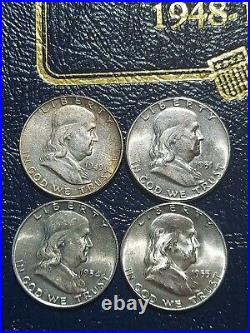 Complete Set Franklin Half Dollars 35 Silver Coins High Grades- Whitman 9126