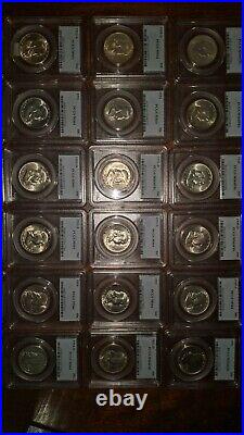 Complete Set Franklin Half Dollars PCGS MS64 7 with Full Bell Lines (FBL)