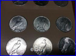 Complete Set Of Peace Dollars 1921-1935-s 24 Coins Silver Dansco Album