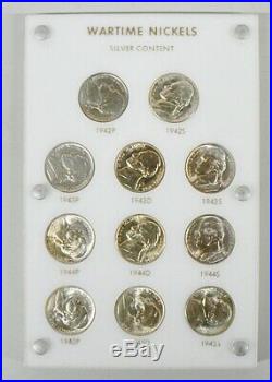 Complete Set Of Uncirculated War Time 35% Silver Nickles