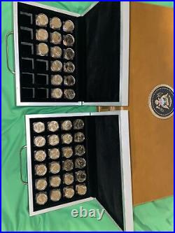 Complete Set Presidential Golden Dollars in Case with Display Dollars 507 Coins