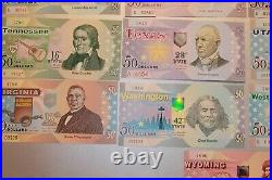 Complete Set USA 50 Dollars, All 50 States, Fun/Art Notes