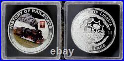 Complete Set of 16 Liberia $5 Silver Proof History of Railways Coins