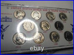 Complete Set of 1942-1945 Silver War Nickels 11 Coins in GEM BU WithPlastic Holder