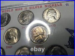 Complete Set of 1942-1945 Silver War Nickels 11 Coins in GEM BU WithPlastic Holder