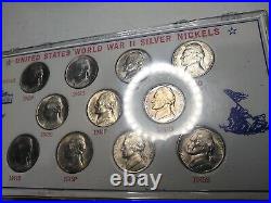 Complete Set of 1942-1945 Silver War Nickels 11 Coins in Gem BU Nice High Grade