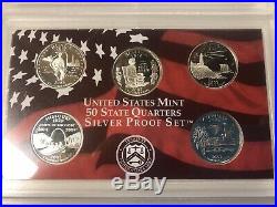 Complete Set of 1999-2008 U. S. 90% SILVER PROOF 50 State Quarters Free Shipping