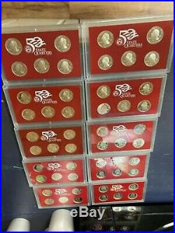 Complete Set of 1999-2008 U. S. 90% SILVER PROOF State Quarters 50 coins BU