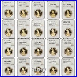 Complete Set of 1oz Gold Eagles 1986-W to 2021-W Gold Eagle NGC Proof 70 withER