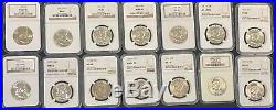 Complete Set of 35 Silver Franklin Half Dollar Coins 1948 1963, All MS 64