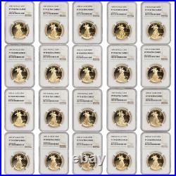Complete Set of 38 1oz Gold Eagles 1986-W to 2021-W Gold Eagle NGC Proof 70 withER