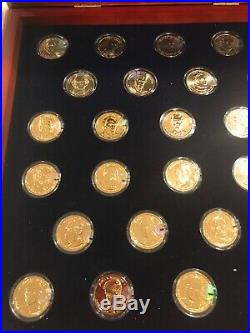 Complete Set of 39 Presidential Gold Plated $1 Coins With Case with 2 bonus coin