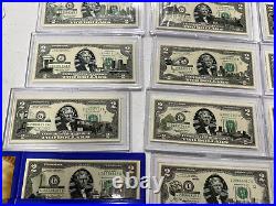 Complete Set of 50 $2 Two Dollar Bill Color Overlay US State Landmark 2003 WOW