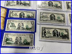 Complete Set of 50 $2 Two Dollar Bill Color Overlay US State Landmark 2003 WOW