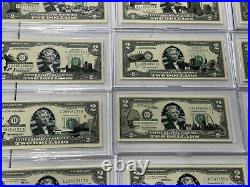 Complete Set of 50 $2 Two Dollar Bill Color Overlay US State Landmark 2003 WOW