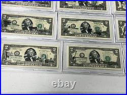 Complete Set of 50 $2 Two Dollar Bill Color Overlay US State Landmark 2003 WOW