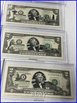 Complete Set of 50 $2 Two Dollar Bill Color Overlay US State Landmark 2003 WOW