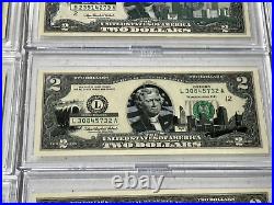 Complete Set of 50 $2 Two Dollar Bill Color Overlay US State Landmark 2003 WOW