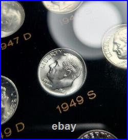 Complete Silver 1946-1964 Roosevelt 10 Cents Dime Set In Capital Plastics Holder