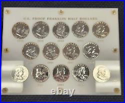 Complete Silver Franklin Half Dollar Proof Set 1950-63 In Capital Holder