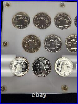 Complete Silver Franklin Half Dollar Proof Set 1950-63 In Capital Holder