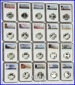 Complete Silver NGC PR70 Ultra Cameo State Park Quarters Set all 57 Coins1