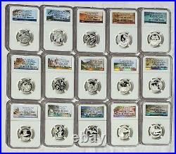 Complete Silver NGC PR70 Ultra Cameo State Park Quarters Set all 57 Coins1