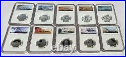 Complete Silver NGC PR70 Ultra Cameo State Park Quarters Set all 57 Coins1