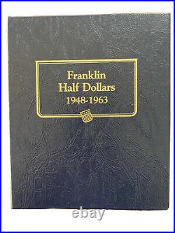 Complete Unc. Franklin Half Dollar Set In Whitman Album (1948-1963) 35 Coins