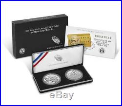 Complete World War I Centennial 2018 Silver Dollar & Medal Collection/All 5 Sets
