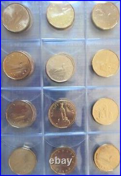 Complete Year Set of Canada Dollars Coins (1987-2022) $1 Coins in UNI-SAFE Book