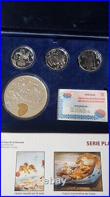 Complete set of 4 Silver Euro Dali 2004 One 50 Euro & 3 of 10 euro Serie Plata