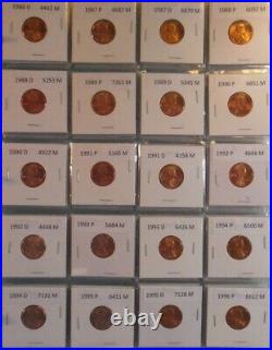 Complete set of BU Lincoln Cents, business strikes, from 1940 P