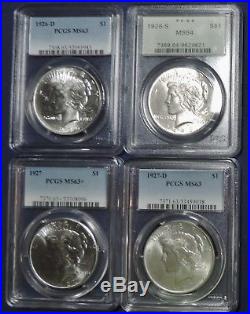 Complete set of Brilliant Uncirculated Peace Dollars. All Certified by PCGS