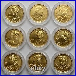 Complete set of First Spouse uncirculated gold coins