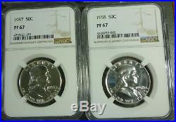 Complete set of Proof Franklin Half Dollars 1950-1963 all NGC PF67