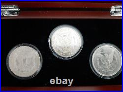 Complete uncirculated last year issue morgan silver dollars set of 3 1921