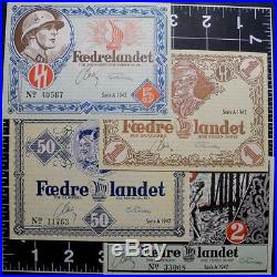 Denmark WW2 DNSAP banknotes/COMPLETE SET-1942-UNC-Xrare-Danish Legion-Free Corps
