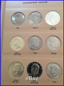 Eisenhower Silver Dollar Complete 32 Coin Set! All BU And Proof. Dansco Album