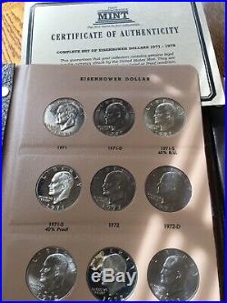 Eisenhower Silver Dollar Complete 32 Coin Set! All BU And Proof. Dansco Album