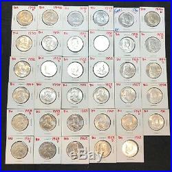 FRANKLIN HALF DOLLAR COMPLETE SET BU MS UNC 1948-1963 35 COINS #49e