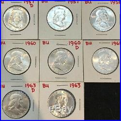 FRANKLIN HALF DOLLAR COMPLETE SET BU MS UNC 1948-1963 35 COINS #49e