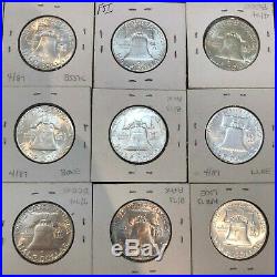 FRANKLIN HALF DOLLAR COMPLETE SET BU MS UNC 1948-1963 35 COINS #49e