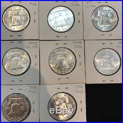 FRANKLIN HALF DOLLAR COMPLETE SET BU MS UNC 1948-1963 35 COINS #49e