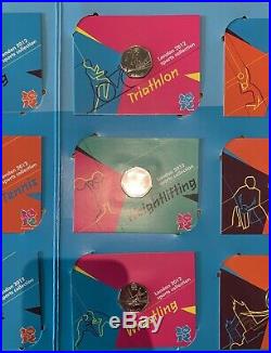 FULL SET of Olympic 50p Coins Uncirculated/Carded In album + COMPLETER MEDALLION
