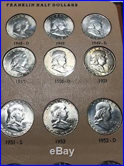 Franklin Half Dollar Set Brilliant Uncirculated Complete 1948-1963 Pds Mints